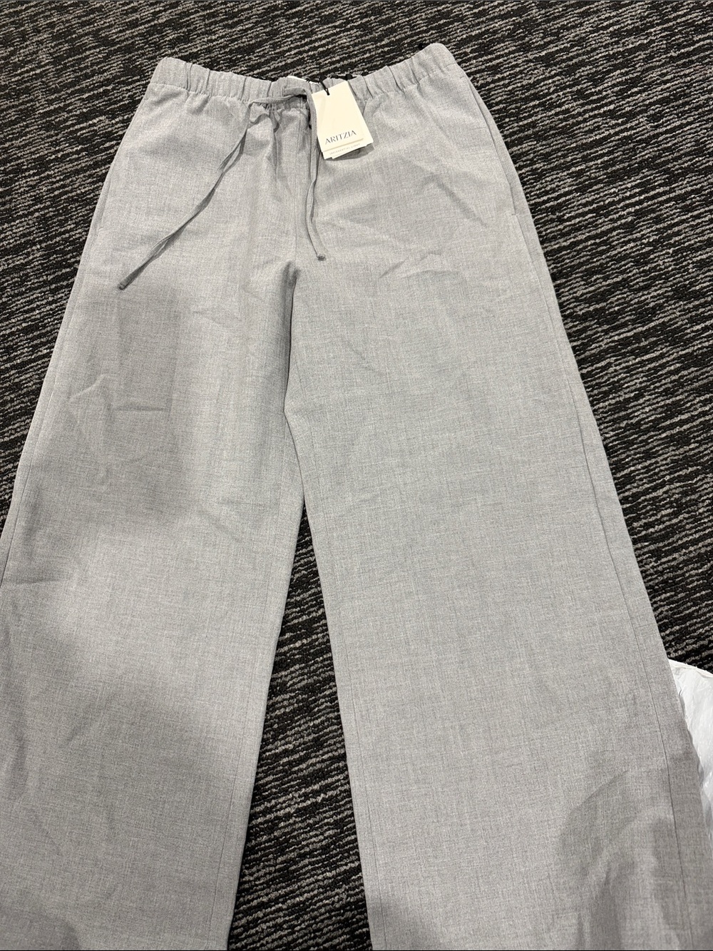 Aritzia Light Gray Wide-Leg Drawstring Pants
